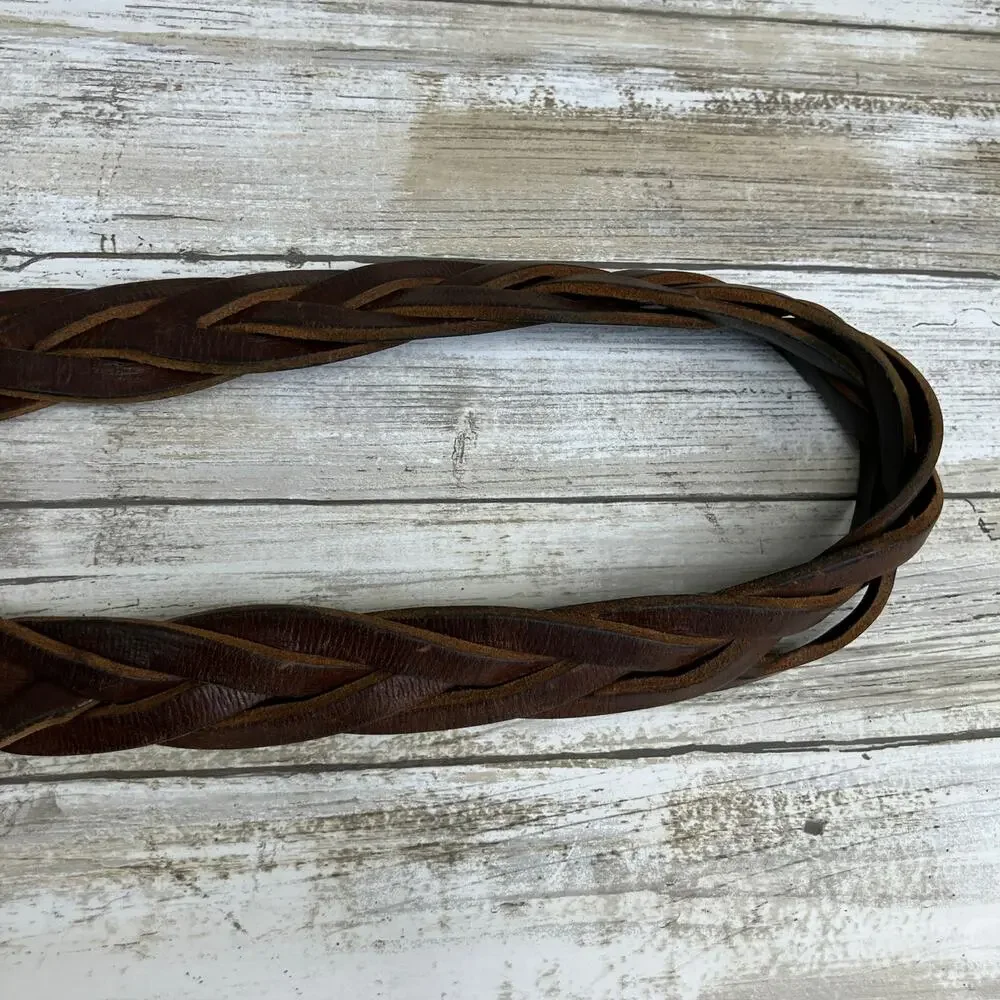 Timberland Western Belt Braided Leather‎ Womens Chunky Small Brown Boho Outdoor